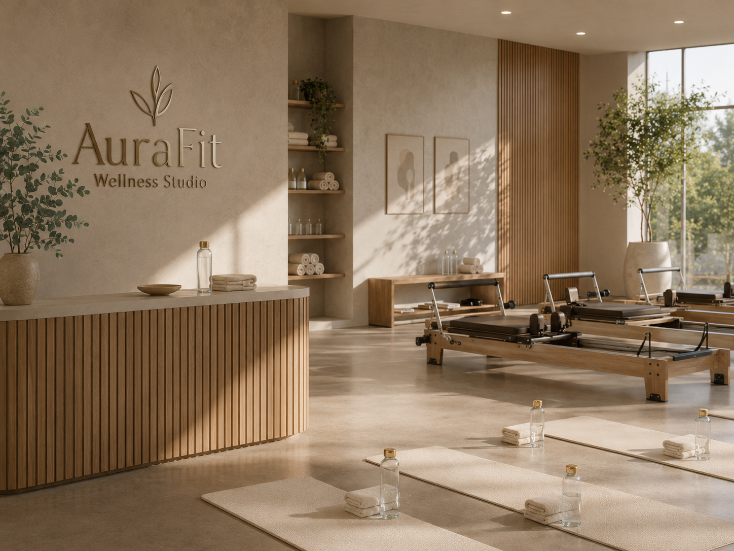 AuraFit Wellness Studio interior mockup