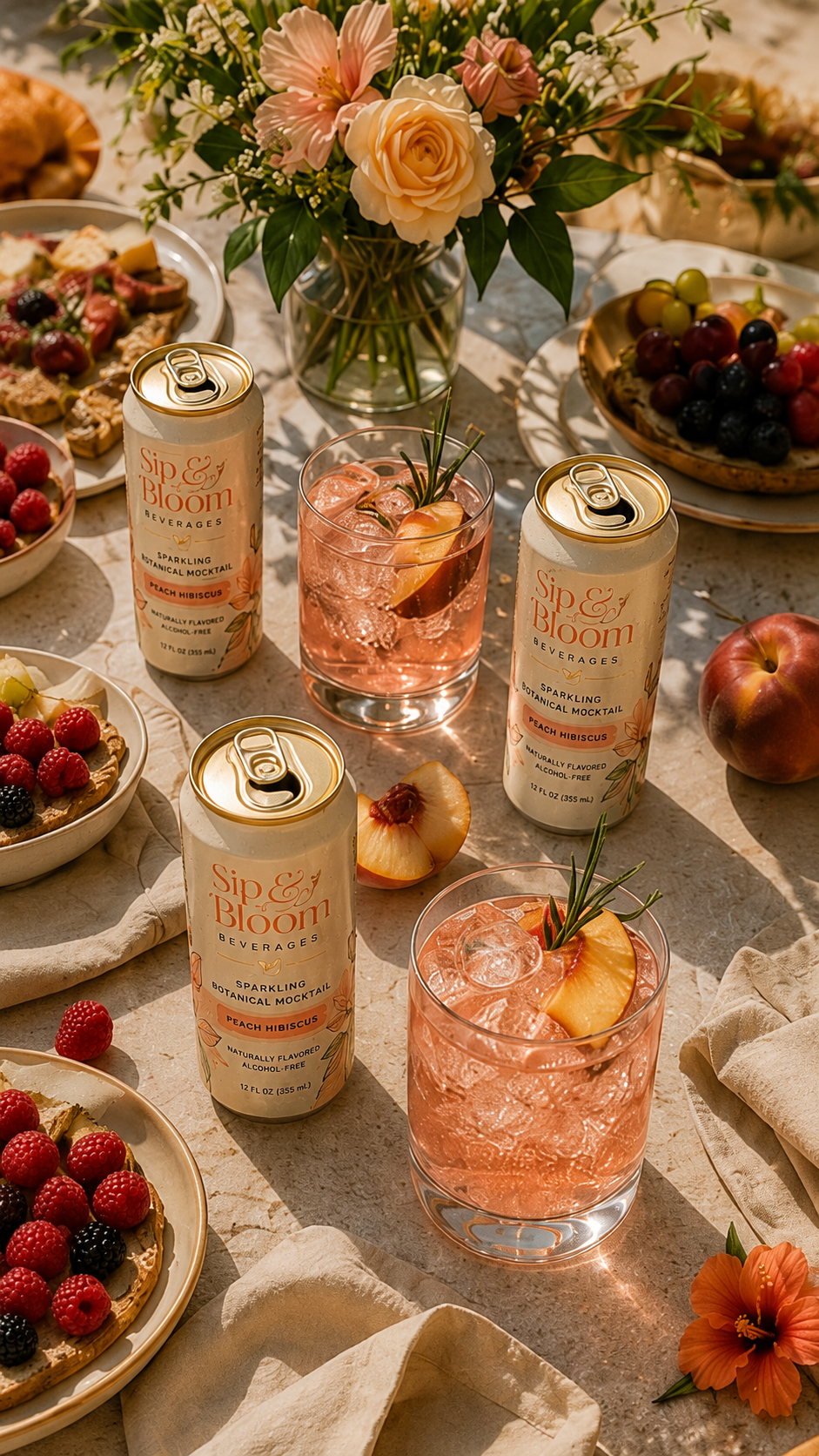 Malik Brooks reading with a Sip & Bloom botanical beverage on a wooden table